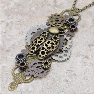 Steampunk Necklace Handmade Repurposed Gears